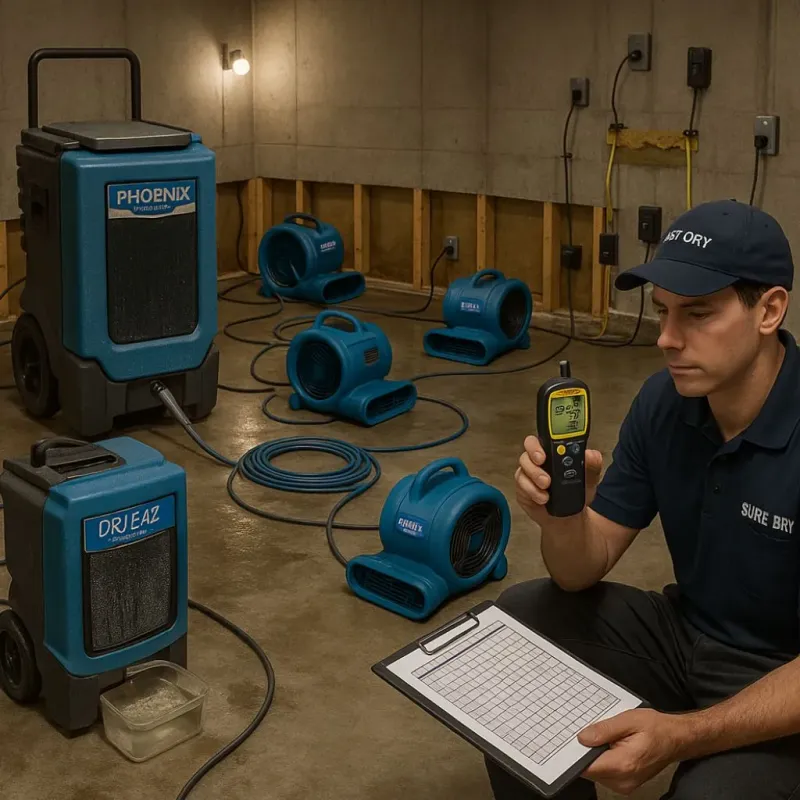 Structural Drying and Dehumidification process in Hazelwood, NC